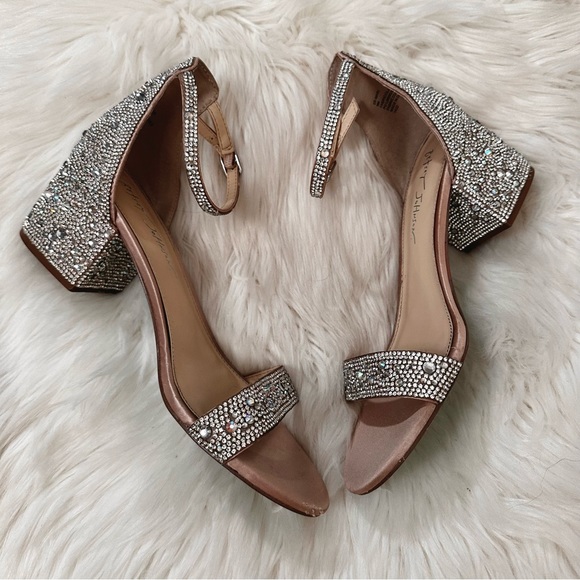 Blue by Betsey Johnson Mari Rhinestone Block Heel Sandals - Size 9 - Picture 3 of 16